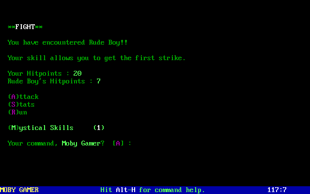 LORD forest combat — fight screen