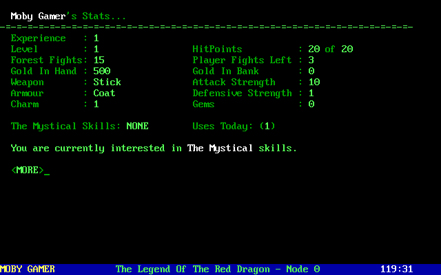 LORD player stats screen